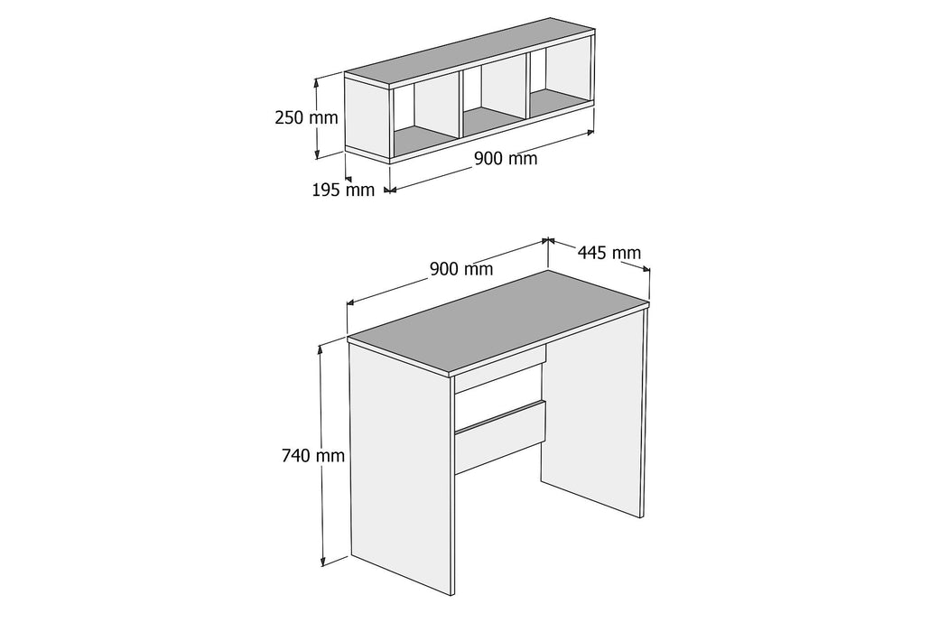 Set Birou și Etajeră-Raft pentru cărți Asi Home AHCLM0201