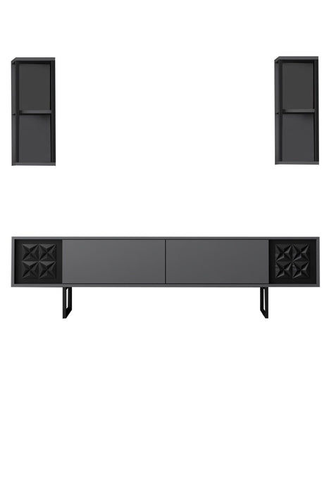 Comoda TV Asi Home Black, 180 cm,  22 cm x 48 cm,  60 cm x 30 cm,  21 cm, Antracit,
Negru