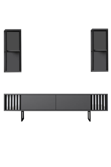 Comoda TV Asi Home Chrome, 180 cm,  22 cm x 48 cm,  60 cm x 30 cm,  21 cm, Antracit,
Negru