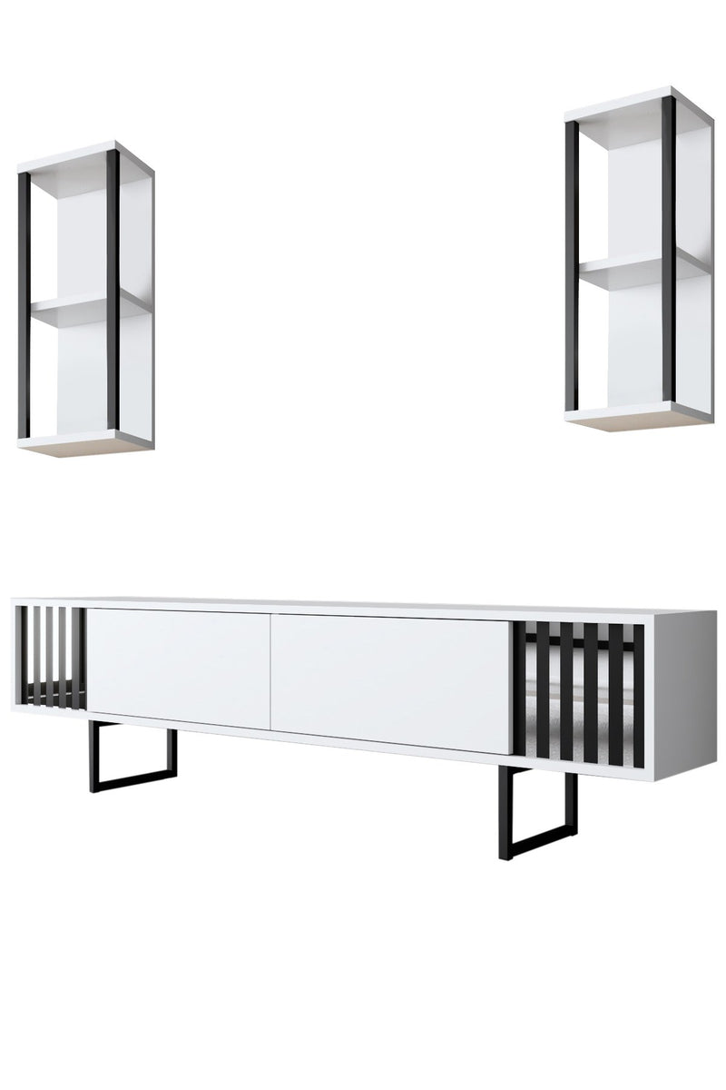 Comoda TV Asi Home Chrome, 180 cm,  22 cm x 48 cm,  60 cm x 30 cm,  21 cm, Alb,
Negru