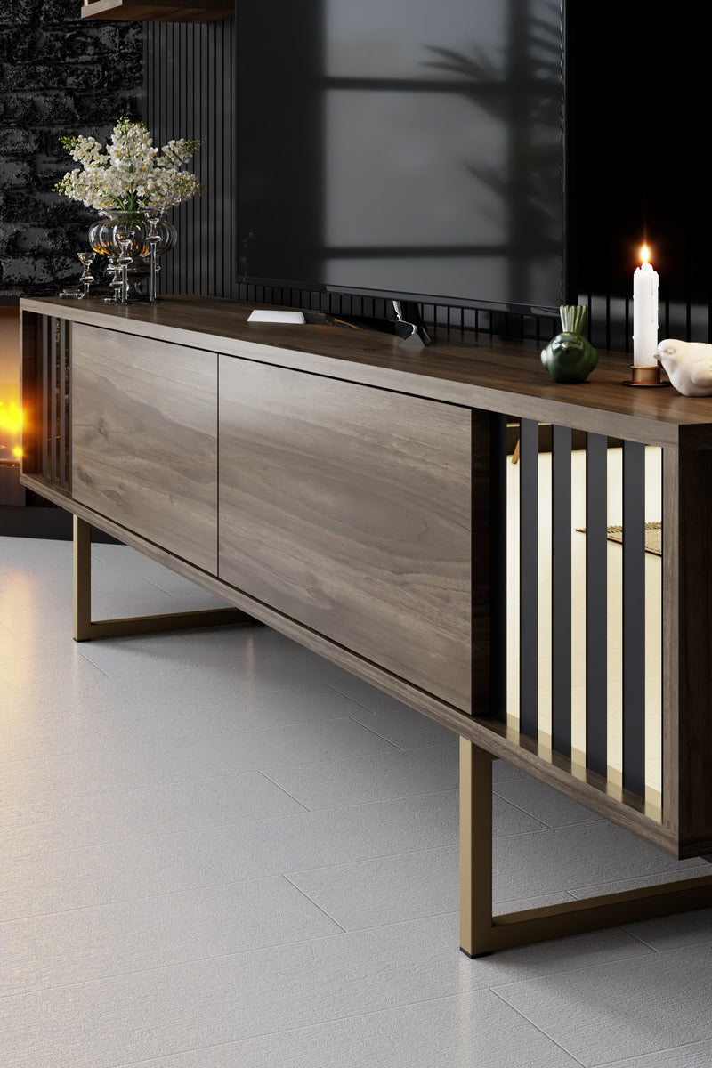 Comoda TV Asi Home Gold, 180 cm,  22 cm x 48 cm,  60 cm x 30 cm,  21 cm, Nuc,
Negru