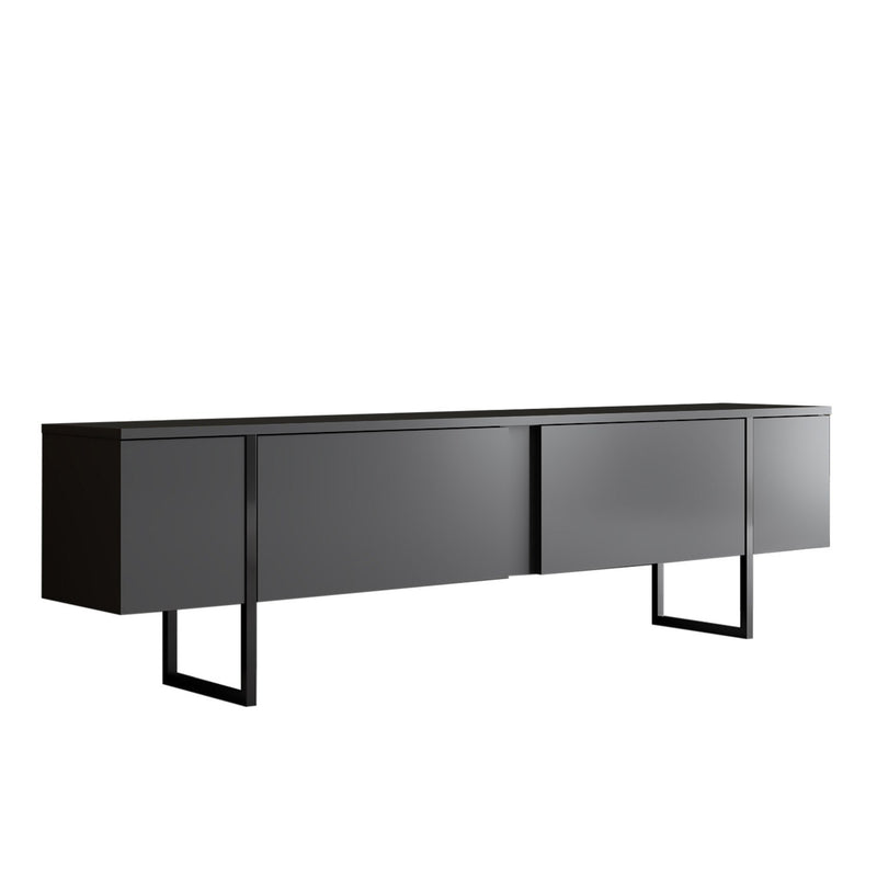 Set Mobila Living Asi Home Luxe, 2 Piese, Comoda TV 180cm x 50cm x 30cm, Masuta Cafea 90cm x 40cm x 60cm, Antracit/Negru