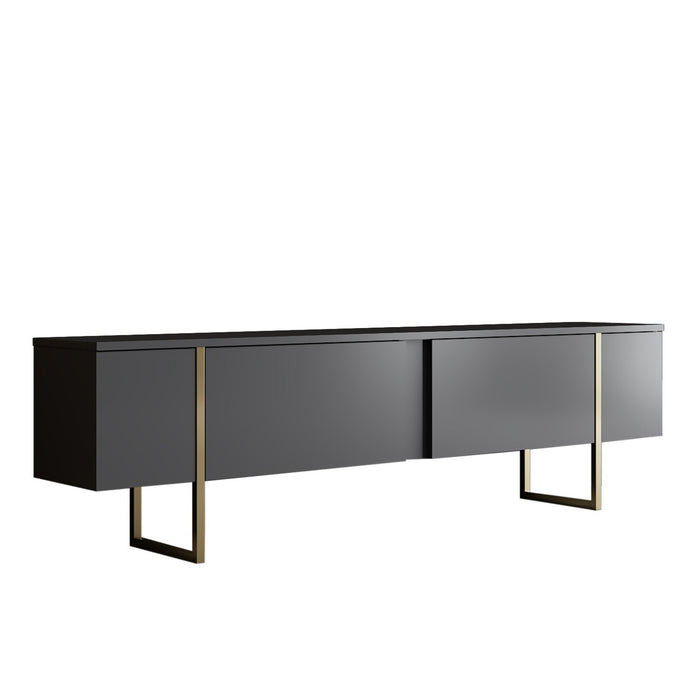 Set Mobila Living Asi Home Luxe, 2 Piese, Comoda TV 180cm x 50cm x 30cm, Masuta Cafea 90cm x 40cm x 60cm, Antracit/Auriu