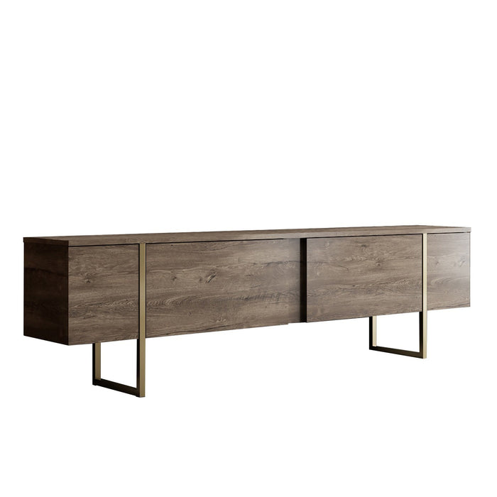 Set Mobila Living Asi Home Luxe, 2 Piese, Comoda TV 180cm x 50cm x 30cm, Masuta Cafea 90cm x 40cm x 60cm, Nuc/Auriu