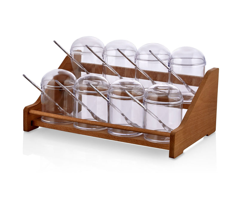 Set Recipiente Condimente, Suport Lemn
Transparent, 656