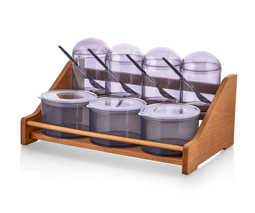 Set Recipiente Condimente, Suport Lemn
Violet, 676