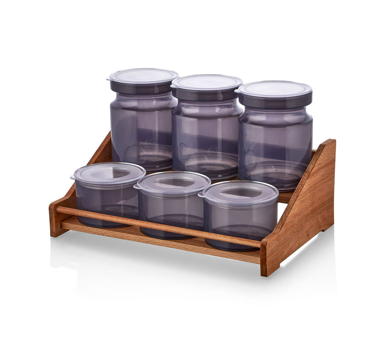 Set Recipiente Condimente, Suport Lemn
Violet, 682