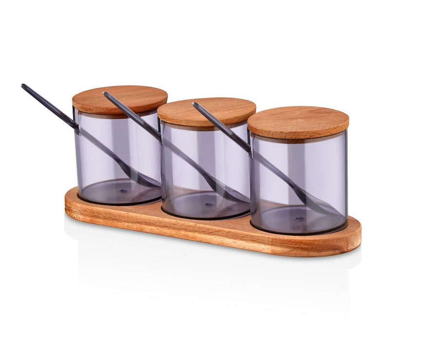 Set Recipiente Condimente, Suport Lemn
Violet, 614