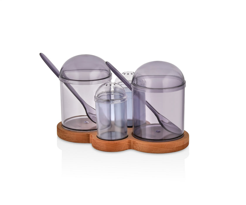 Set Recipiente Condimente, Suport Lemn
Violet, 603