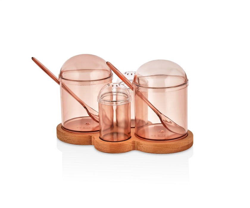 Set Recipiente Condimente, Suport Lemn
Maro deschis, 604