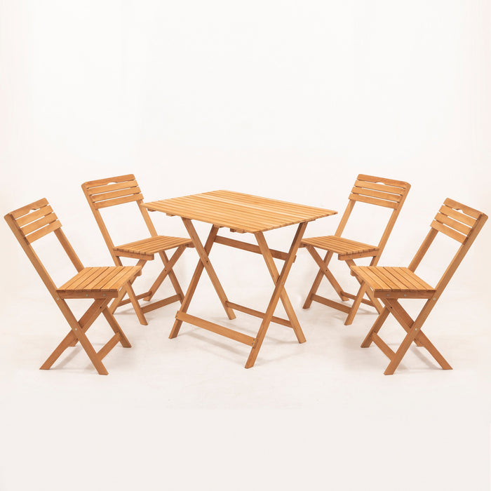 Set Mobilier Terasa/Gradina (5 Bucati) Asi Home MY004A, Lemn/
Crem , 80x72x60/40x81x30cm