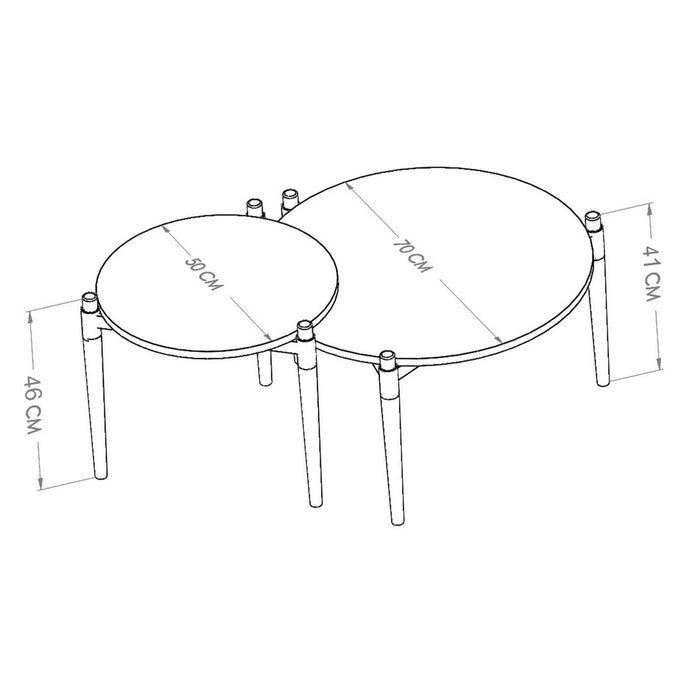 Set Masute Cafea 2 Piese Asi Home Zone, 70cmx 41cmx70cm, 50cm x46cmx50cm, Negru