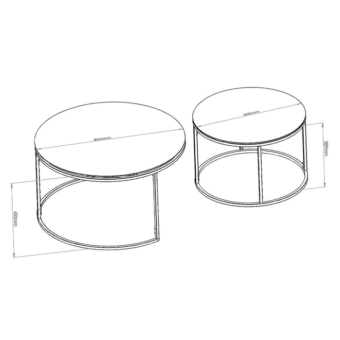 Set Masute de Cafea Asi Home Belarus, 80cm x 45cm, 60cm x 39cm, Auriu, 2 Piese