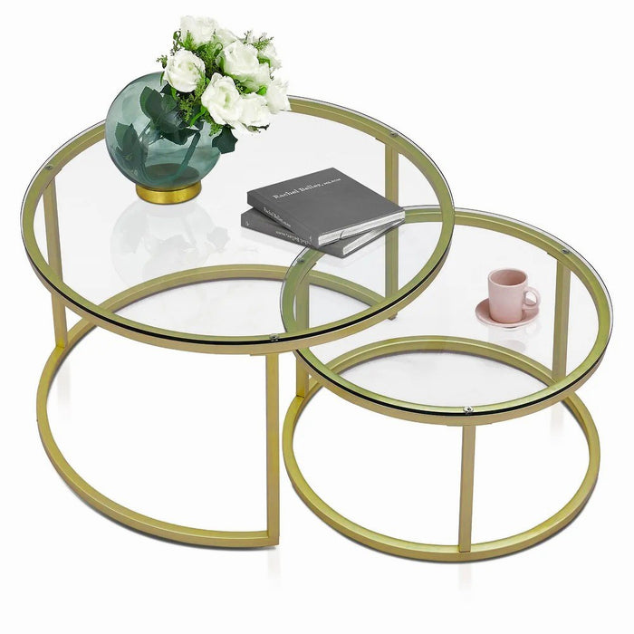 Set Masute de Cafea Asi Home Belarus, 80cm x 45cm, 60cm x 39cm, Auriu, 2 Piese