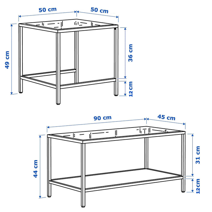 Set Masute Cafea 2 Piese Asi Home Sevay, 50cmx50cmx50cm, 90cm x45cmx45cm, Auriu