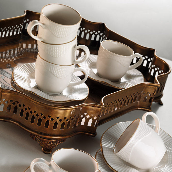 Set Cesti de Cafea 12 Piese, Crem
Auriu, MLN12KT14R520