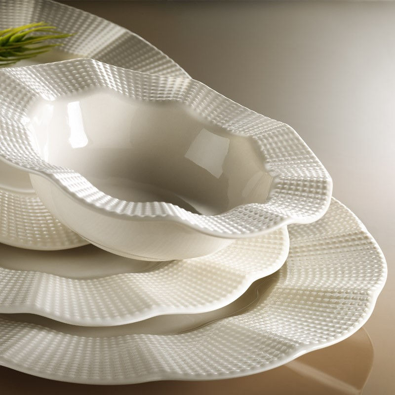 Set Vesela 24 Piese, Asi Home Ultimate Elegance, Portelan, Crem, Set de Masa 24 Piese-6 persoane