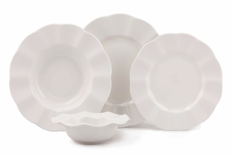 Set Vesela 24 Piese, Asi Home Ultimate Elegance, Portelan, Crem, Set de Masa 24 Piese-6 persoane