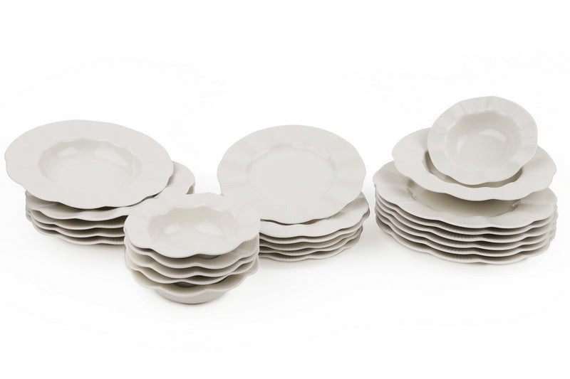 Set Vesela 24 Piese, Asi Home Ultimate Elegance, Portelan, Crem, Set de Masa 24 Piese-6 persoane