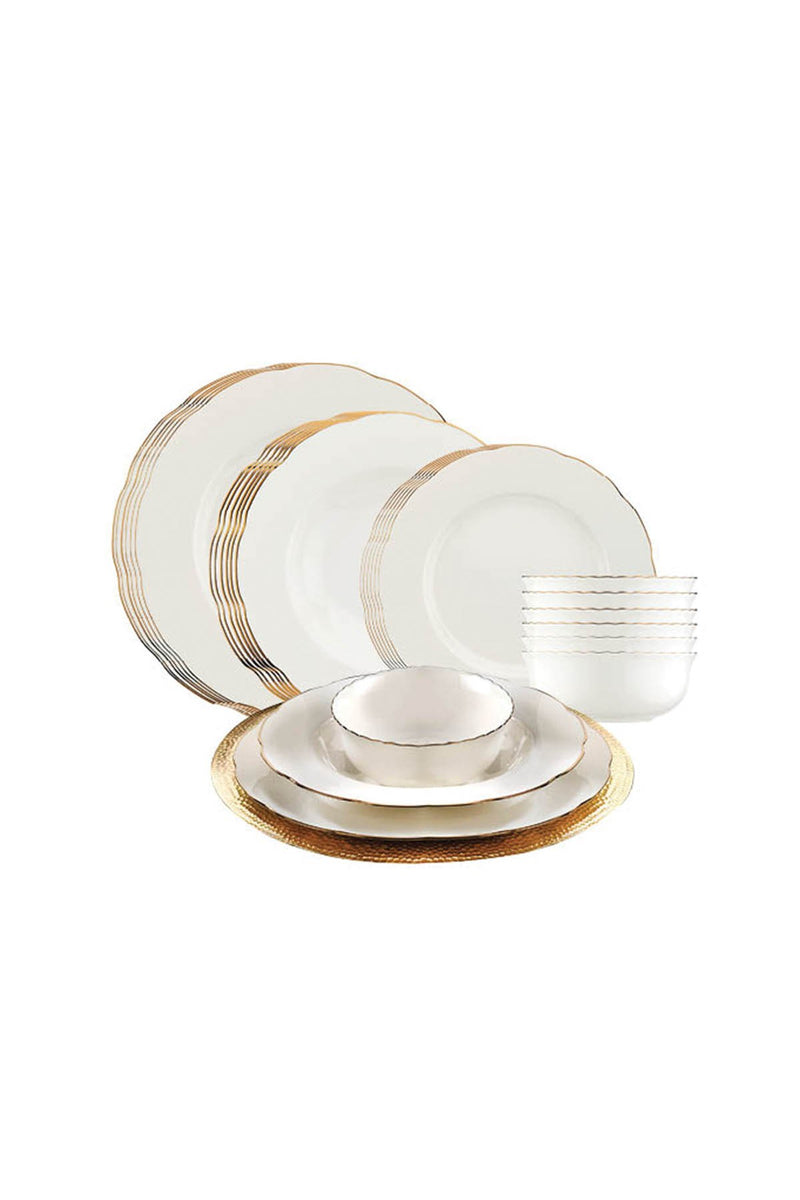 Set Vesela, 24 Piese, Asi Home Elegant Gold, Multicolor, Portelan