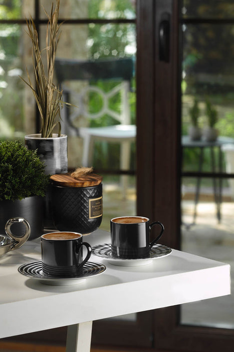 Set Cesti de Cafea, 4 Piese, Asi Home Black, Negru, Portelan