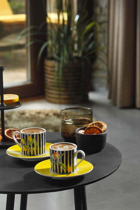 Set Cesti de Cafea, 4 Piese, Asi Home Citrus, Multicolor, Portelan