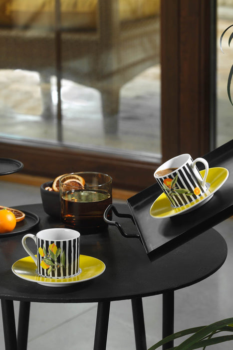 Set Cesti de Cafea, 4 Piese, Asi Home Citrus, Multicolor, Portelan