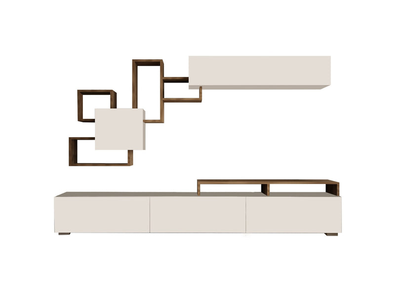 Comodă TV Asi Home Elita - Alb/ Nuc, Lungime 210cm