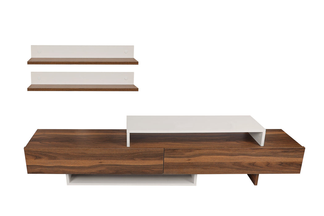 Comoda TV Asi Home Nirvana - Teak, White, Alb/
Tek, 180x42x30/68x10x21cm