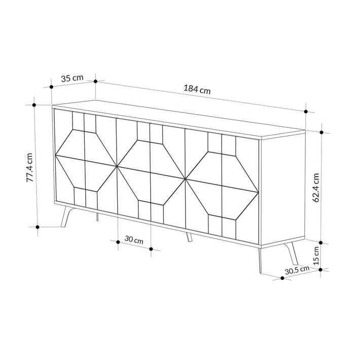 Consola Asi Home Dune - Anthracite, Antracit, 184 x77 x35 cm