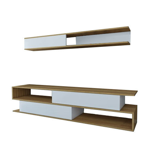 Comoda TV Asi Home Sims - Teak, White, Alb/
Tek, 176x39x32/150x19x22cm