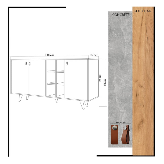 Consola Asi Home Prilika, Stejar/
Alb, 140 x89 x40 cm