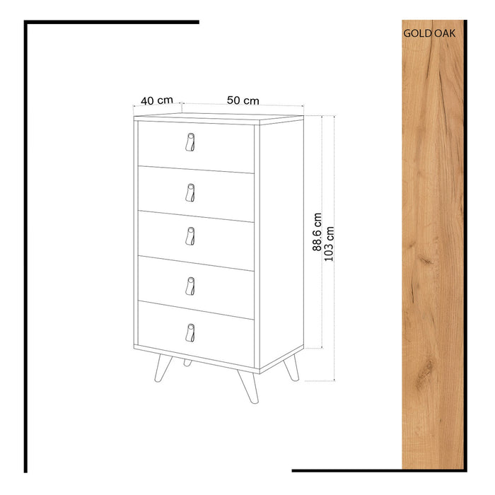 Dulap Asi Home Frenzu, Stejar/
Alb, 50 x103 x40 cm