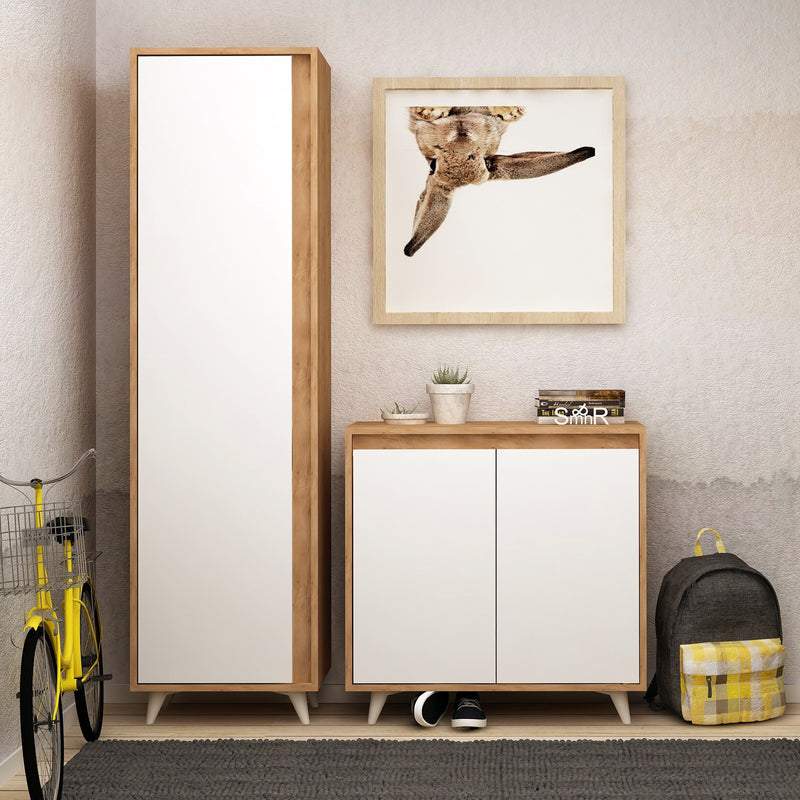 Dulap de Haine si Pantofil Asi Home Omninde, 2 Piese, Gold Oak