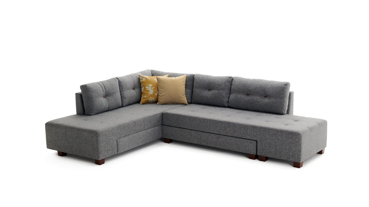 Coltar Extensibil Stanga Asi Home Manama, Gri, 280X85X206cm