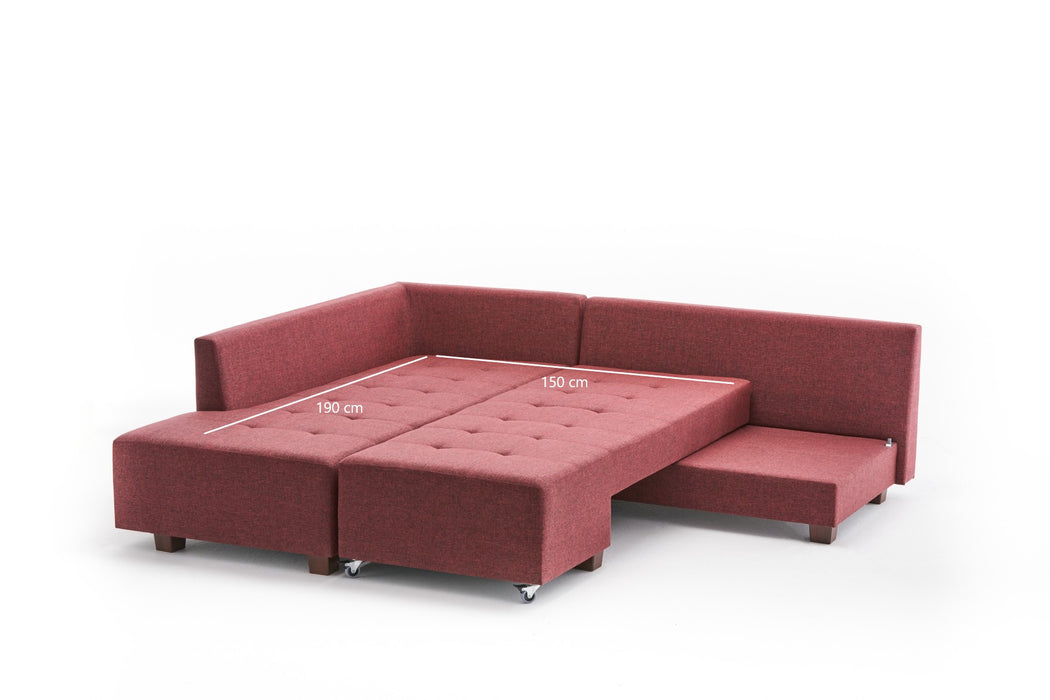 Coltar Extensibil Stanga Asi Home Manama, Rosu Bordo, 280X85X206cm