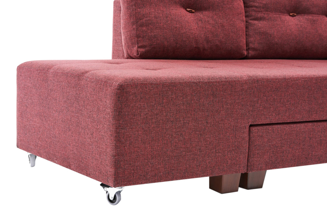 Coltar Extensibil Stanga Asi Home Manama, Rosu Bordo, 280X85X206cm