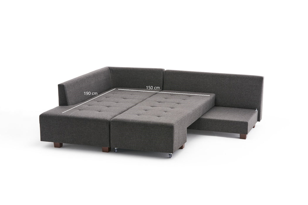 Coltar Extensibil Asi Home Manama Corner Sofa Bed Left - Anthracite, 280X85X206cm