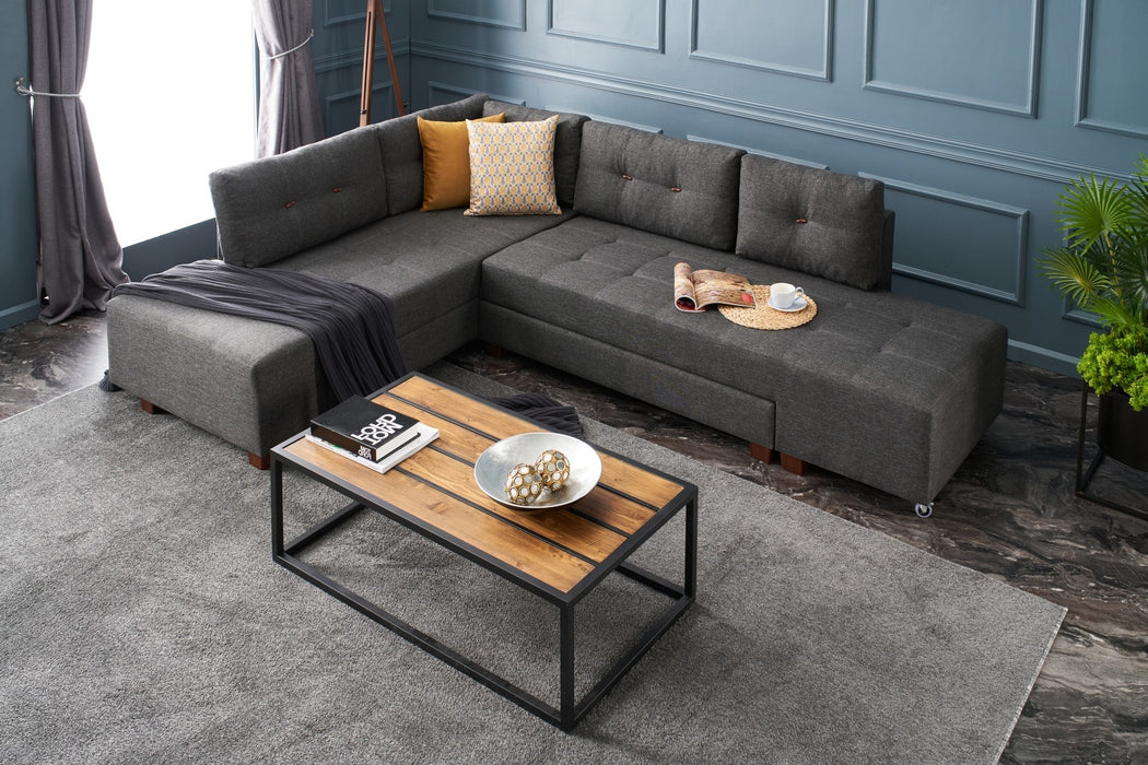 Coltar Extensibil Asi Home Manama Corner Sofa Bed Left - Anthracite, 280X85X206cm