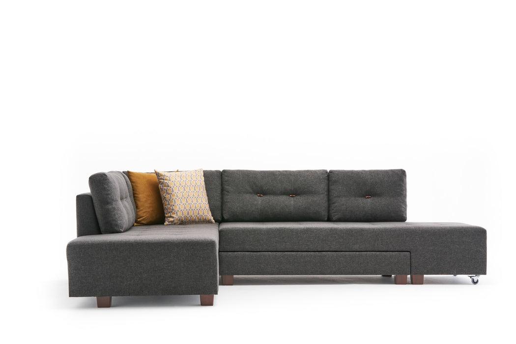 Coltar Extensibil Asi Home Manama Corner Sofa Bed Left - Anthracite, 280X85X206cm