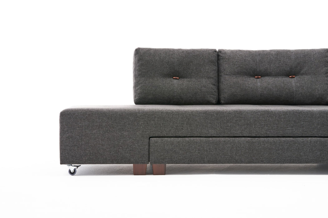 Coltar Extensibil Asi Home Manama Corner Sofa Bed Left - Anthracite, 280X85X206cm