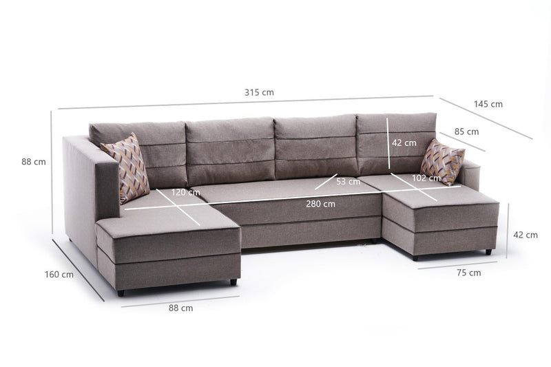 Coltar Extensibil Asi Home Ece Panoramik, Crem, 315X88X160cm