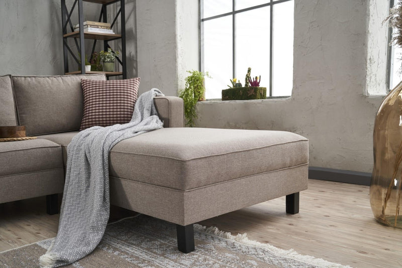 Coltar cu Sezlong Dreapta Asi Home Kale Linen, Crem, 258X83X181cm