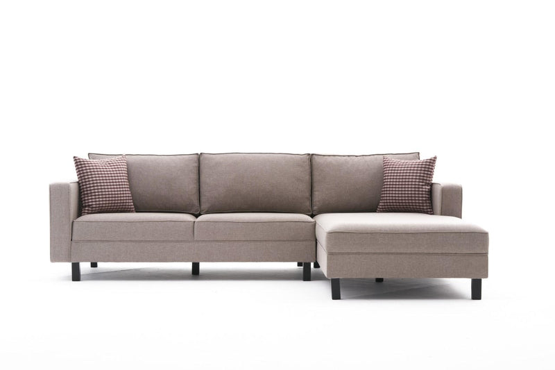 Coltar cu Sezlong Dreapta Asi Home Kale Linen, Crem, 258X83X181cm