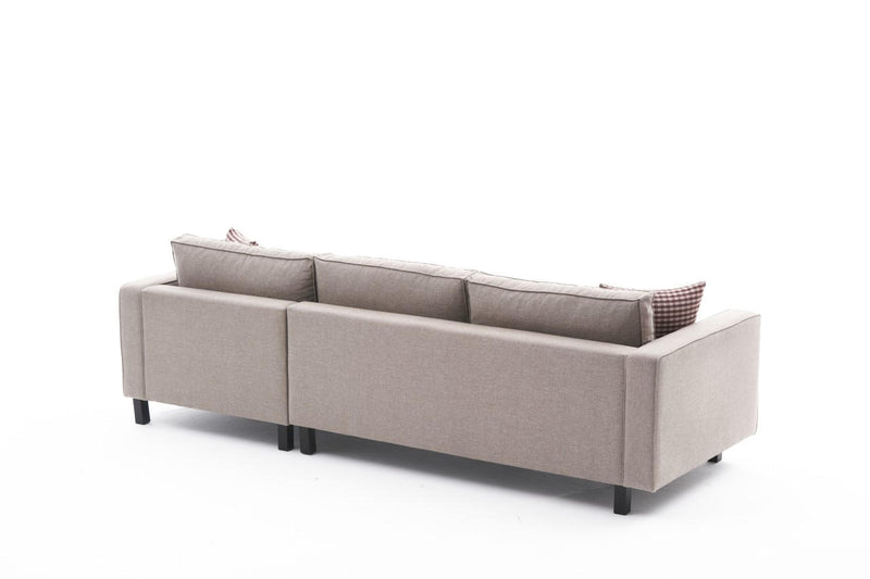 Coltar cu Sezlong Dreapta Asi Home Kale Linen, Crem, 258X83X181cm