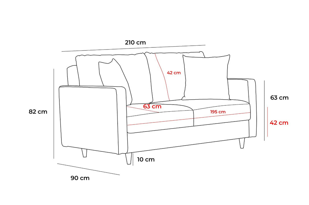 Canapea 3 Locuri Asi Home Eva, Crem, 210X82X90cm