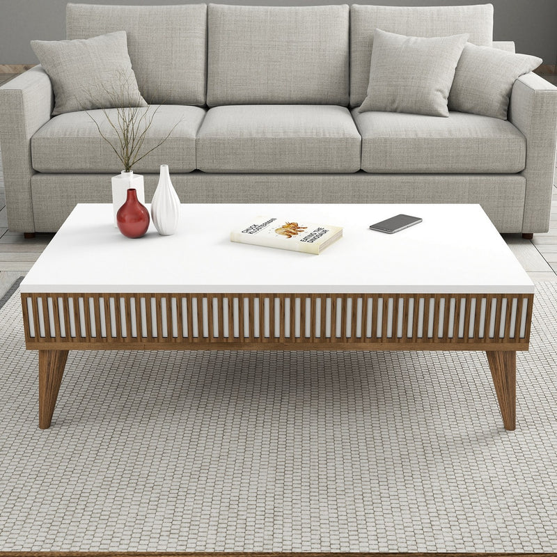 Masuta de Cafea Asi Home Milan, 105 cm x 34.6 cm x 60 cm, Nuc,
Alb