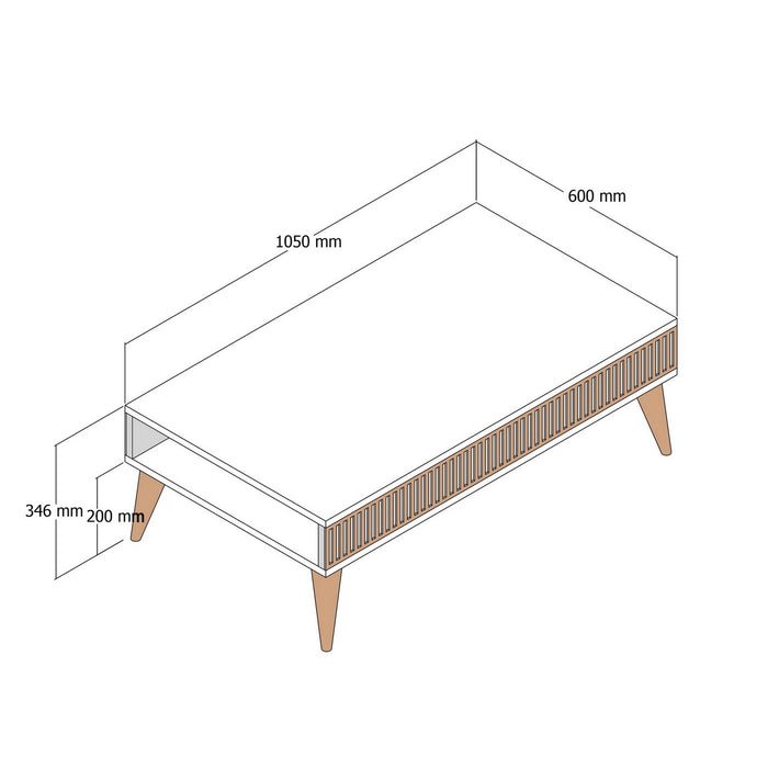 Masuta de Cafea Asi Home Milan, 105 cm x 34.6 cm x 60 cm, Nuc,
Alb