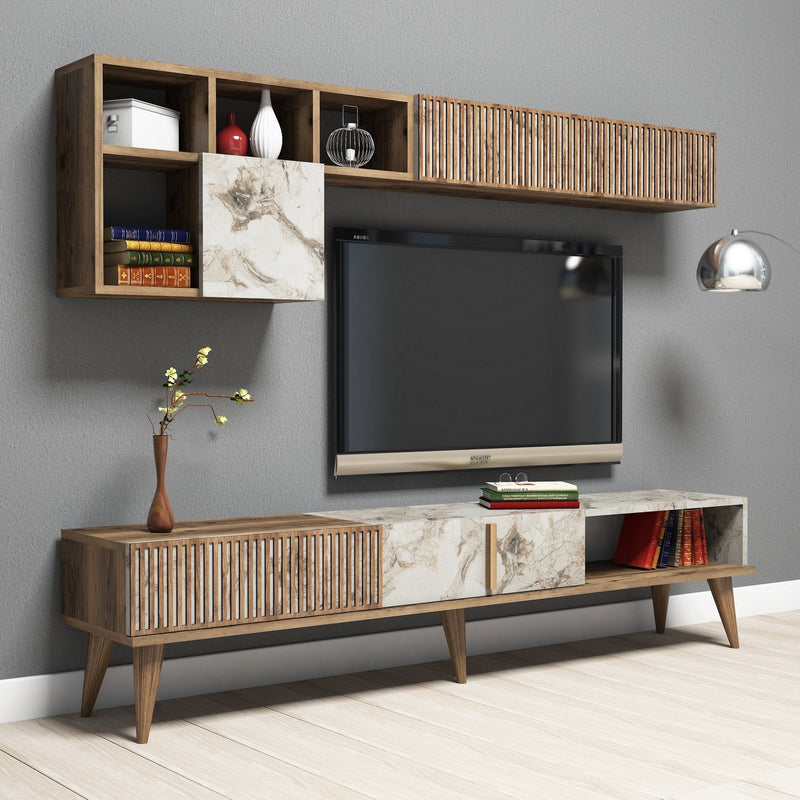 Comodă TV Asi Home Milan - Nuc, Alba