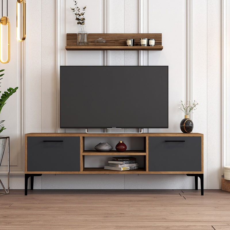 Comoda TV Asi Home Riga, 140 cm,  80 cm x 48 cm,  60 cm x 30 cm,  21 cm, Nuc,  Antracit